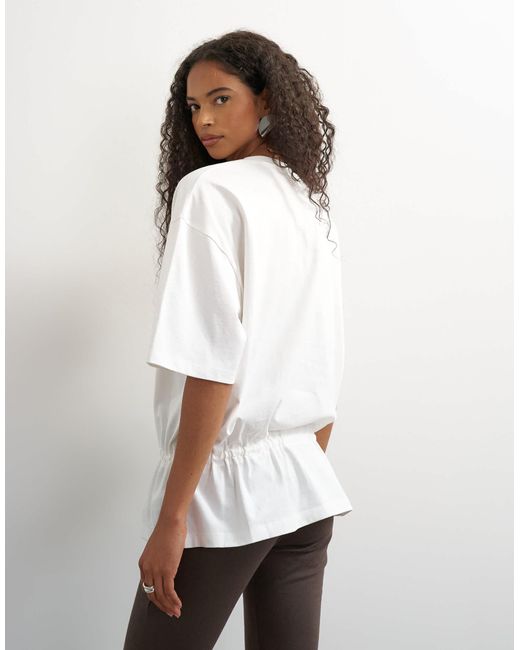 TOPSHOP White Drawstring Hem Tee
