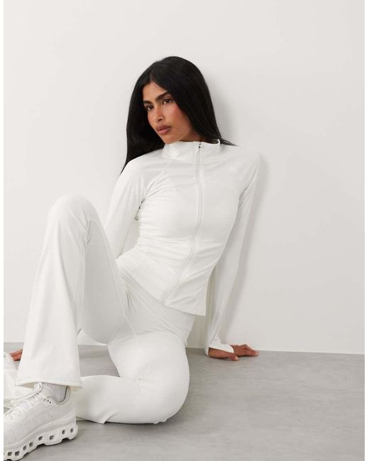 Gina Tricot White Mix And Match Zip Up Yoga Jacket