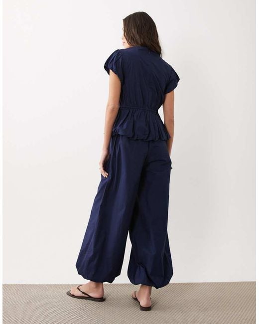 ASOS Blue Jumpsuit With Peplum And Balloon Legs