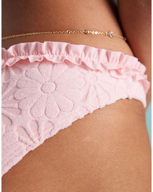 Miss Selfridge Pink – frottee-bikinihose