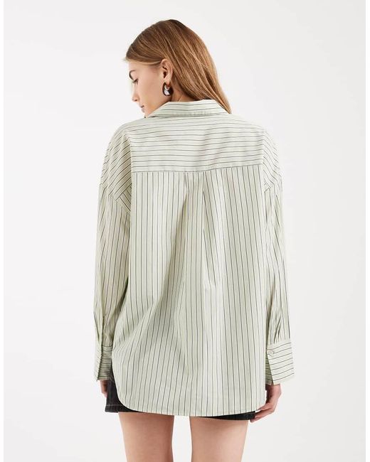 ONLY Oversized Gestreept Overhemd in het Gray