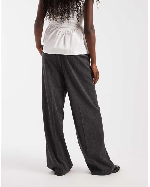Object White Wide Leg Adjustable Button Waist Tailored Pants