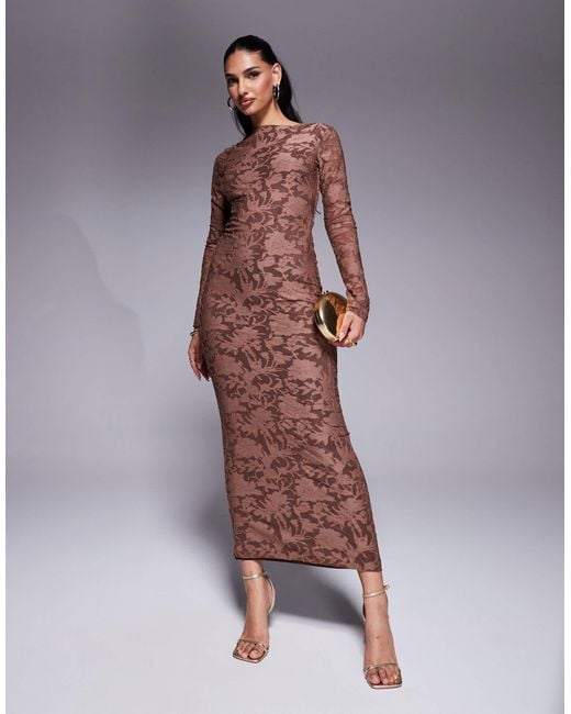 brown dress shoes men near me self-portrait - Brown Contrast Lace Knit Midi Dress main image 0