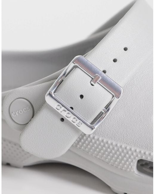 CROCSTM White Classic Metallic Buckle Clogs