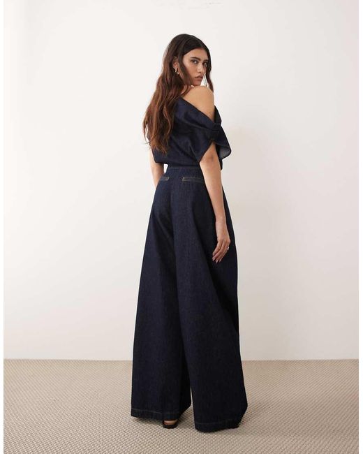 ARRANGE Blue Denim Pleat Detail Pants