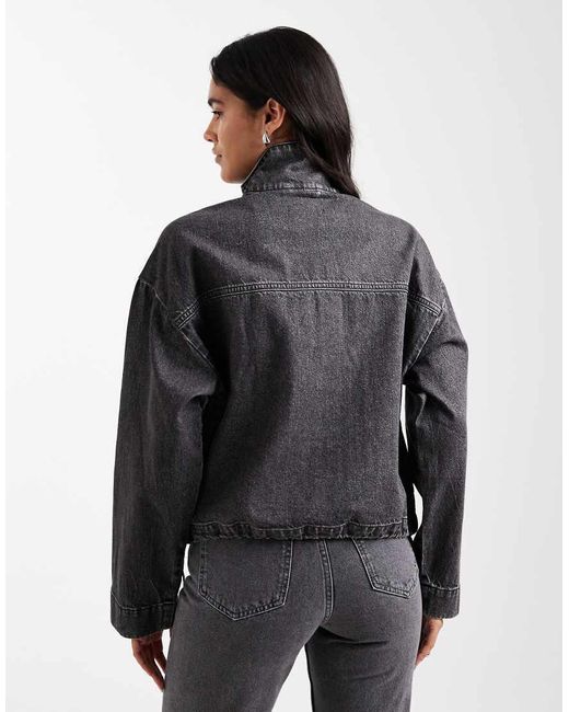 Chaqueta Vaquera Con Cuello Alzado De (Parte De Un Conjunto) ASOS de color Black
