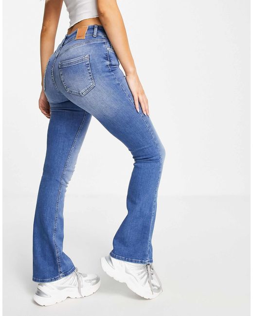 ONLY Blue Blush Mid Waist Flared Jeans