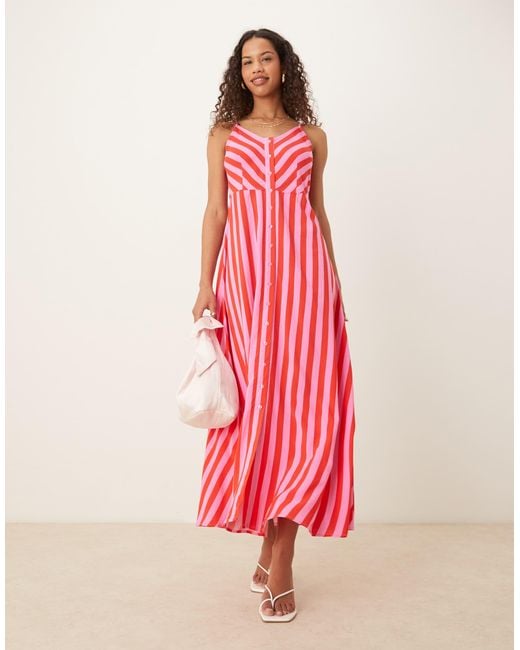 Y.A.S Red Button Front Cami Maxi Dress