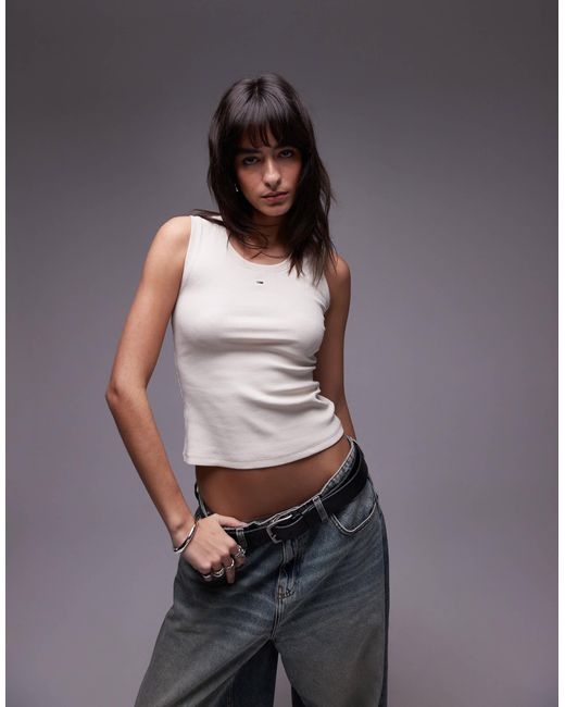 Tommy Hilfiger Gray – essential – geripptes tanktop