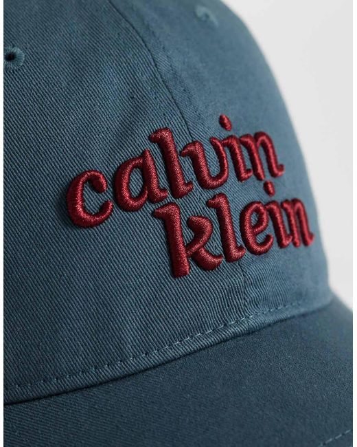 Calvin Klein Blue Jeans Logo Graphic Cap for men