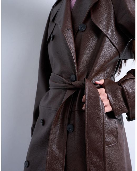 TOPSHOP White – trenchcoat aus strukturiertem kunstleder