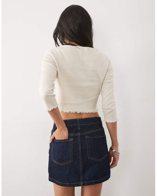 Miss Selfridge White Slash Neck Button Through Top With 3/4 Sleeve