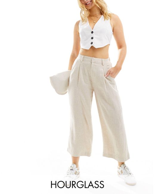 ASOS Natural Hourglass Dad Culotte With Linen