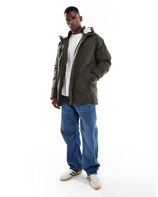Jack & Jones Green Parka With Fleece Hood for men