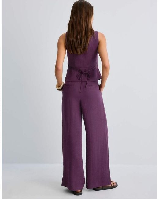 Stradivarius Purple Rustic Wide-leg Trousers
