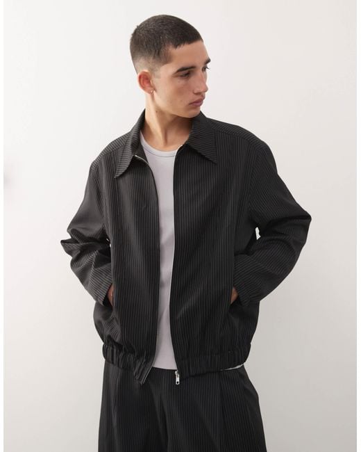 Collusion Black Tailored Bomber Jacket for men