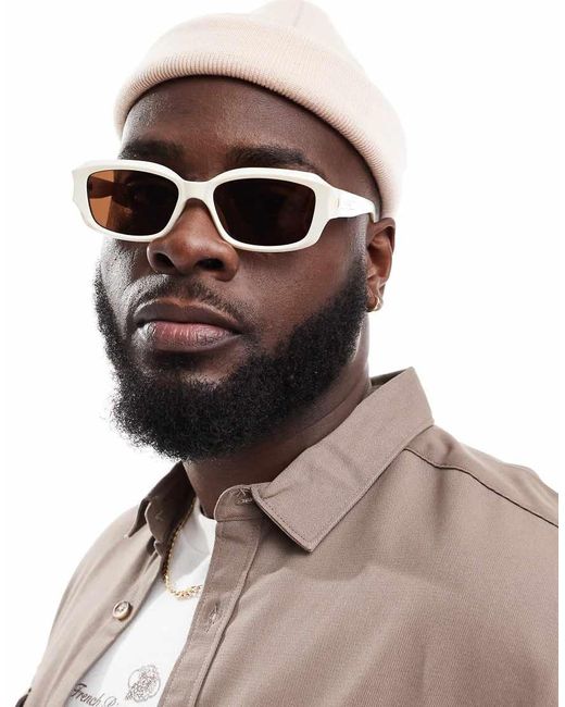 Occhiali Da Sole Squadrati Bianchi di River Island in White da Uomo