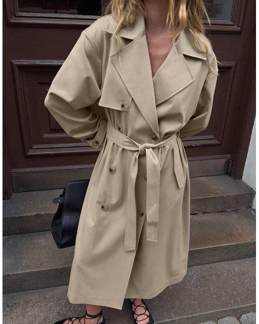 NA-KD Natural Oversized Trenchcoat