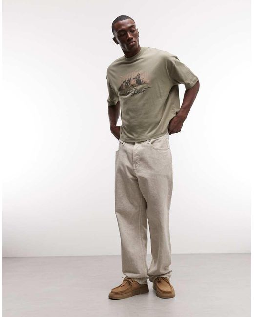 ASOS Brown Boxy Oversized T-shirt With Yosemite Graphic for men