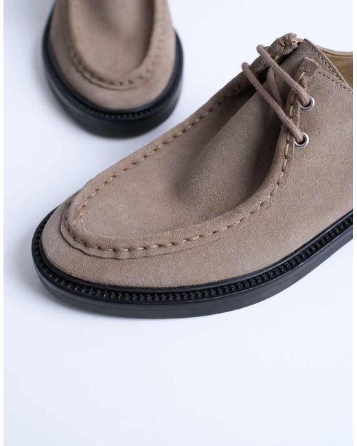 TOPSHOP Brown Banks Real Suede Leather Lace Up Shoe