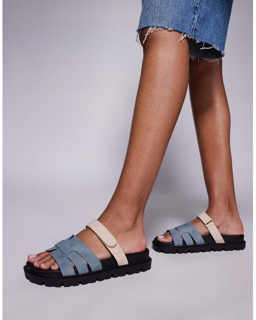 Sandalias Azules Estilo Mules Con Diseño De Tiras Adelle De Simmi London SIMMI de color White
