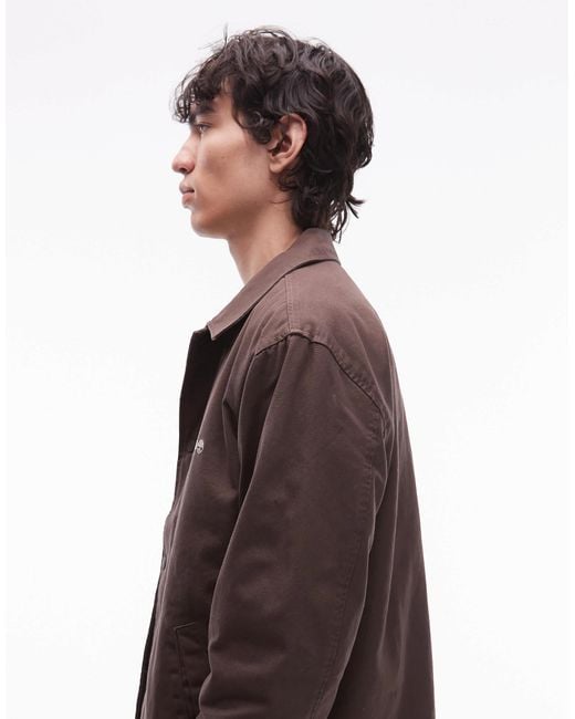 Timberland – gefütterte coachjacke aus gewaschenem canvas in Brown für Herren