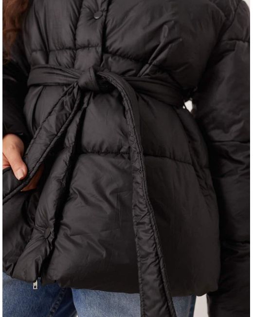 Gina Tricot Black Belted Puffer Jacket
