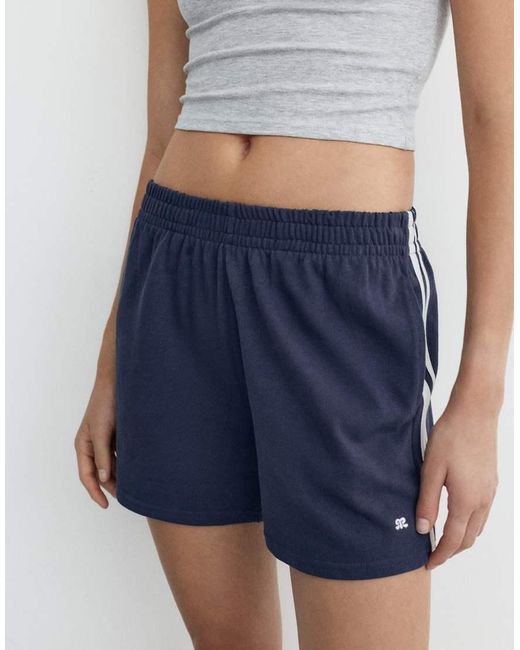 Pull&Bear Blue Sports Shorts With Side Stripes