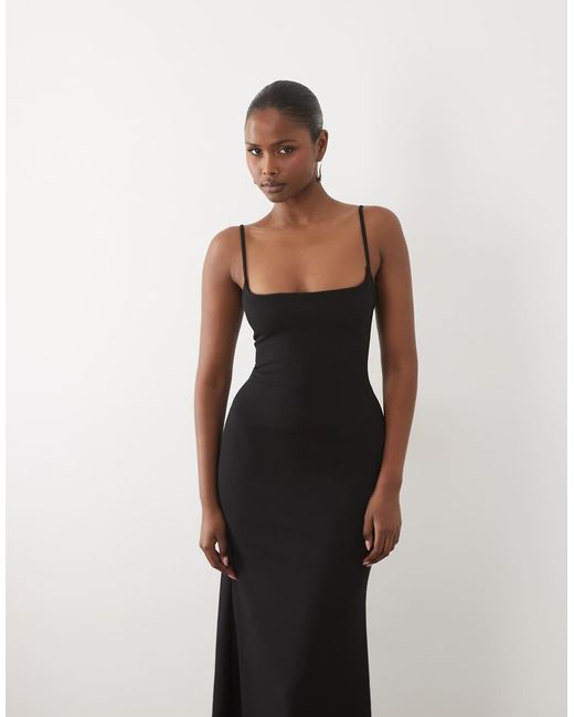 ASOS White Square Neck Maxi Dress With Open Lace Up Back