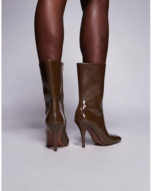 ASOS Purple Everly Angled Toe Heeled Ankle Boot