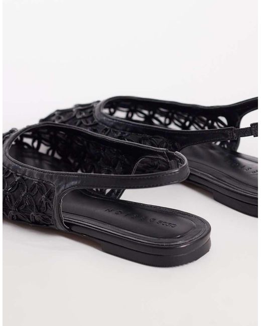 ASOS Black Wide Fit Lure Weave Detail Slingback Ballets