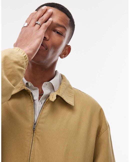 Topman Green Twill Harrington Jacket for men