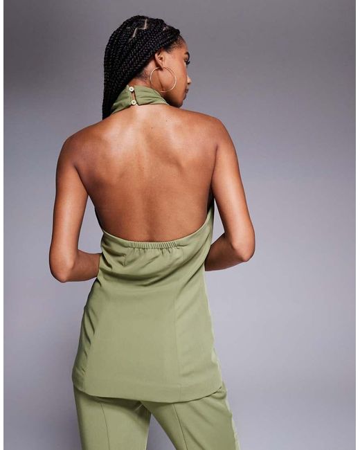 ASOS Green Tailored Halterneck Waistcoat Co-ord