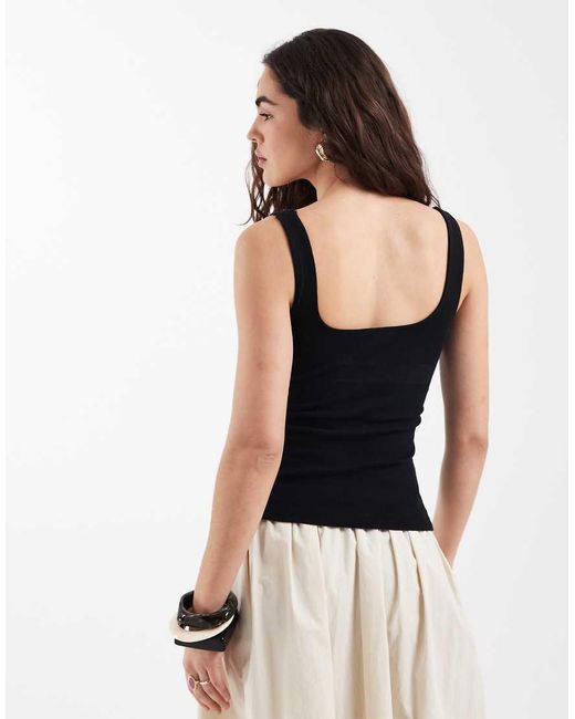 New Look Black Premium Square Neck Vest Top