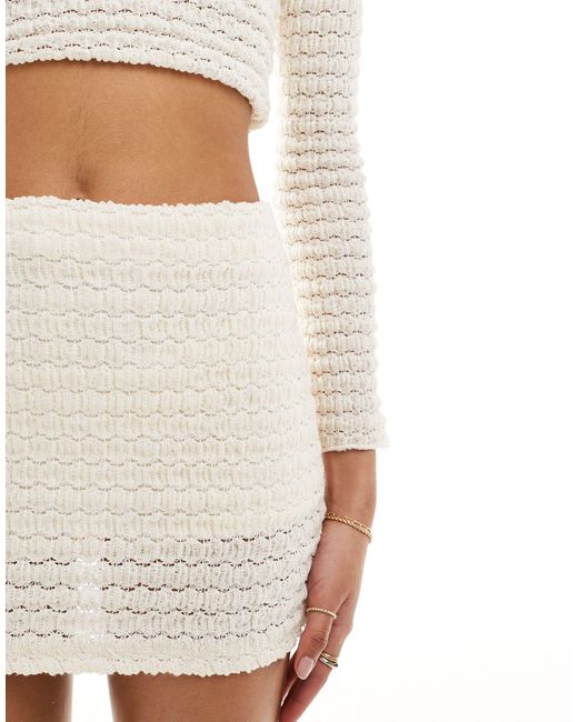 Bershka White Textured Mini Skirt