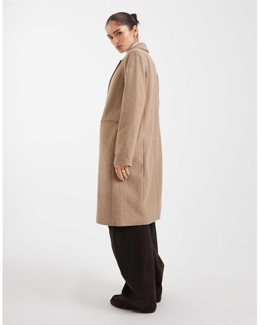 Vero Moda Natural Tailored Herringbone Wool Mix Coat