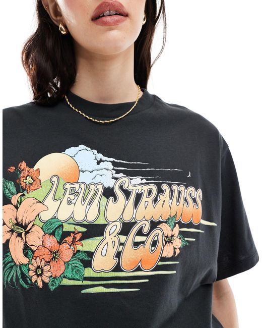 T-shirt oversize à imprimé surf Levi's en coloris Black