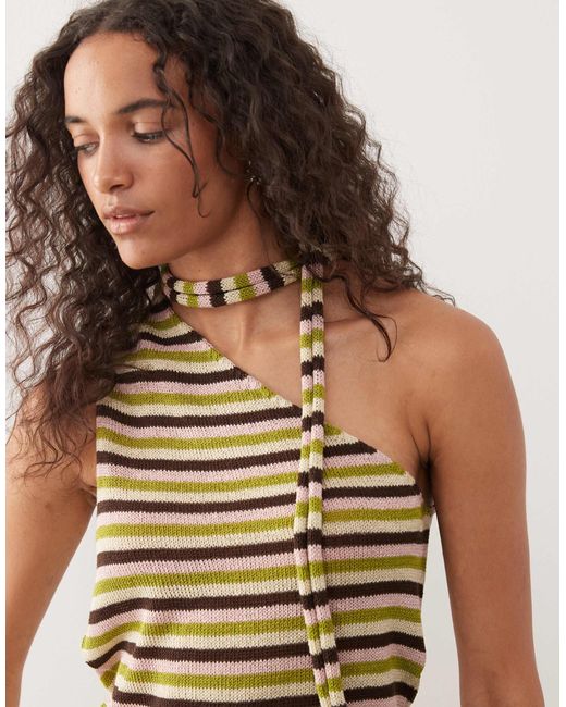 Reclaimed (vintage) Multicolor – gestricktes tanktop mit one-shoulder-träger, em muster und passendem schal