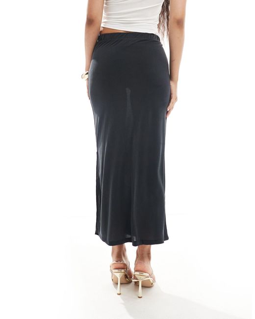 Vila Black Slinky Maxi Skirt With Split