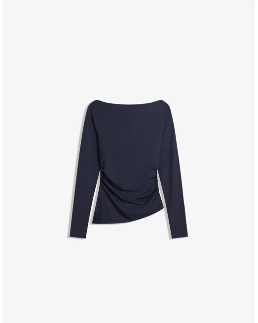 Bershka Blue – langärmliges asymmetrisches t-shirt