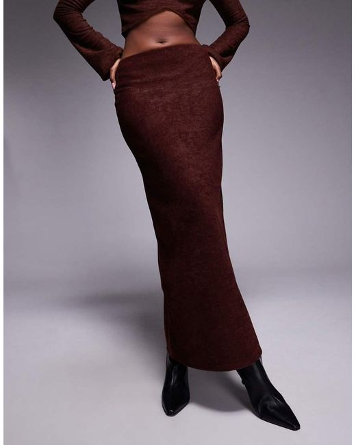 ASOS Purple Co-Ord Brushed Rib Column Maxi Skirt