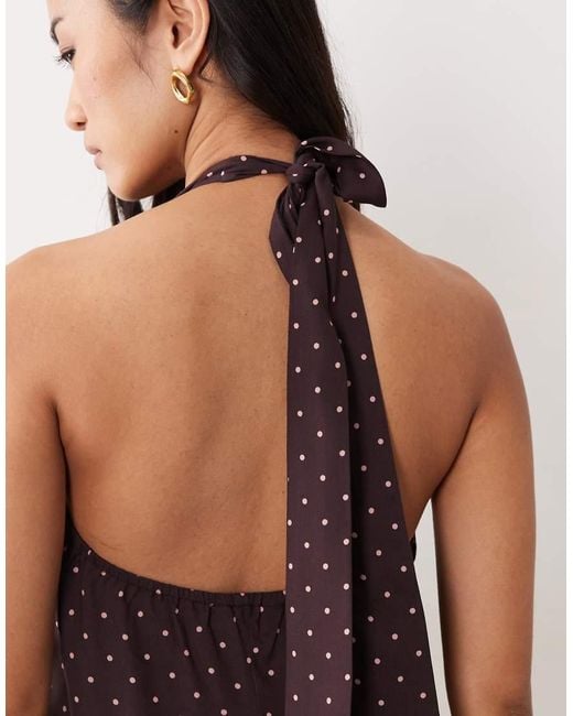 Miss Selfridge Brown Spun Halter Maxi Dress