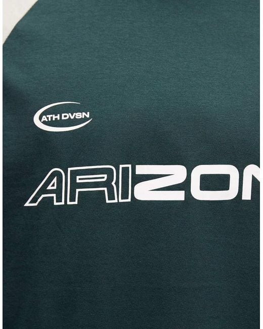 ASOS Green Boxy Oversized T-shirt With Cut And Sew Paneling And Sports Graphics for men