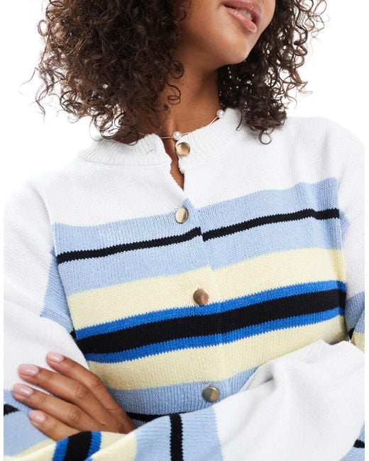 ASOS Blue – boxy-fit-strickjacke mit en streifen