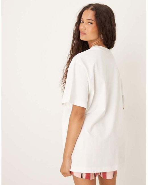 Camiseta Color Crema Extragrande Con Estampado Gráfico De Texto "New Horizon" De -Blanco ASOS de color White