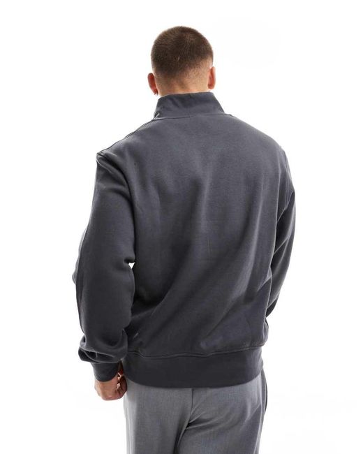 Jack & Jones Gray Half Zip Sweat With Originals Logo for men