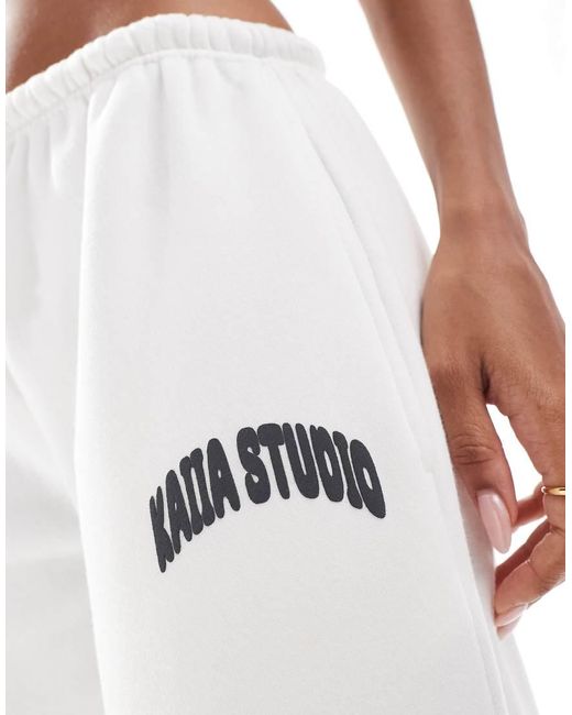 Kaiia White Studio Bubble Logo Wide Leg Joggers Co-Ord