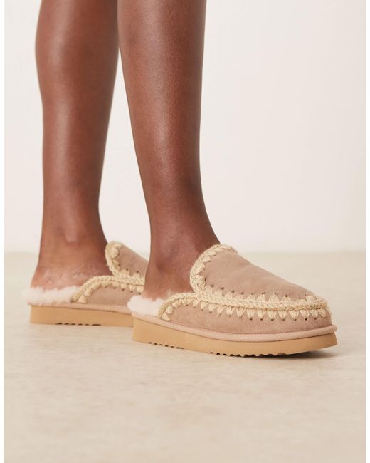 Mou Brown Suede Slippers