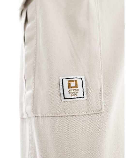 Only & Sons White Slim Fit Tapered Cargo for men
