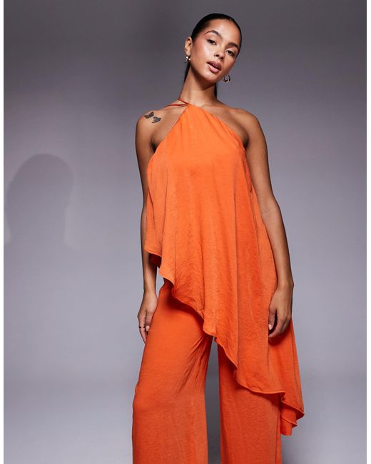 ASOS Orange Halter Double Layer Jumpsuit